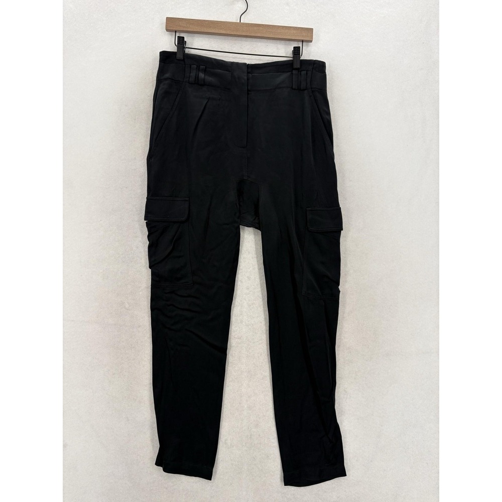 A.L.C. Flap Cargo Pants Womens 4 Black Tapered Relaxed Utility Pockets Zip